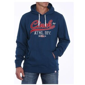 Cinch Pro Rodeo Men's Logo Hoodie Sz Large Navy Blue Embroidered Fleece Athletic
